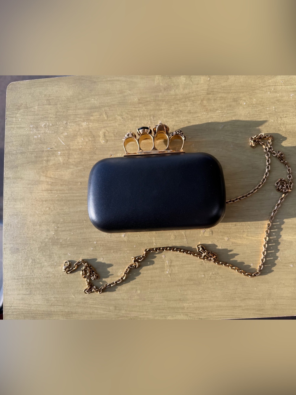 Alexander McQueen Black Knuckle-Handle Evening Clutch